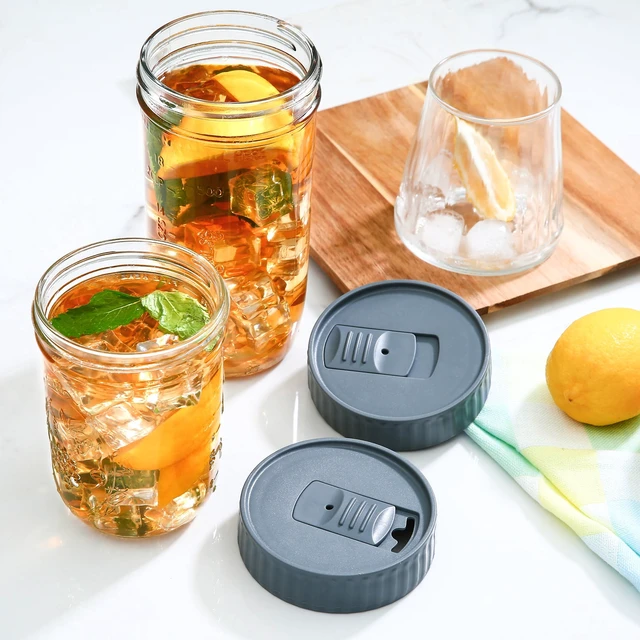 Alt view image 6 of 6 - Mainstays BPA-Free Wide Mouth Mason Jar Drinking Lid, Set of 2