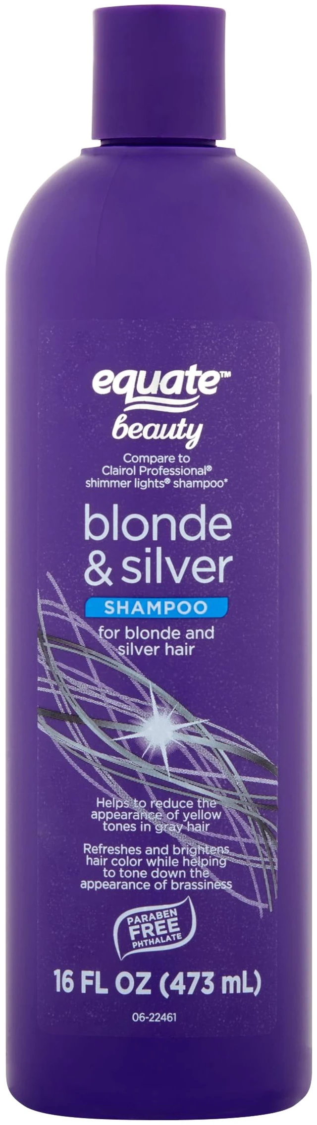 Main image of Equate Blonde & Silver Shampoo for Blonde and Silver Hair, 16fl oz, Compare to Clairol Professional Shimmer Lights Shampoo