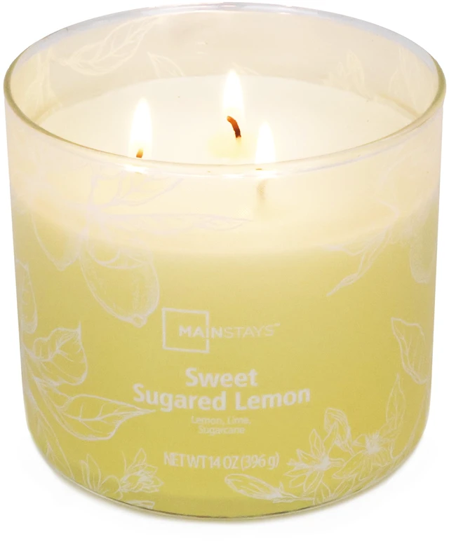Main image of Mainstays 3-Wick Ombre Wrap Candle, Sweet Sugar Lemon, 14 Ounce