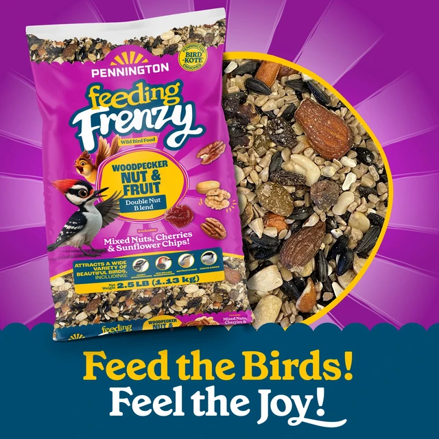 Alt view image 3 of 6 - Pennington Feeding Frenzy Woodpecker Nut & Fruit Double Nut Blend Wild Bird Food, 2.5Pounds