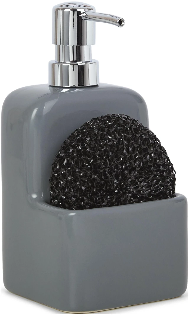 Main image of Mainstays Liquid Soap Pump with Sponge Caddy, Gray Ceramic, Single