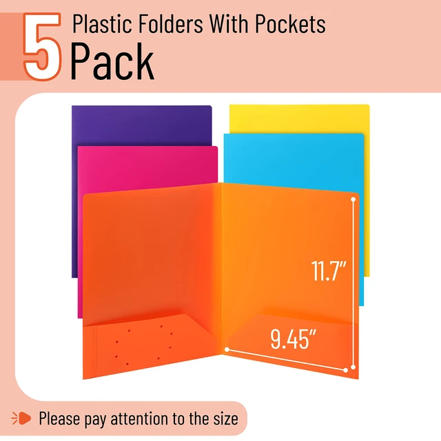 Alt view image 2 of 6 - Mr. Pen- Plastic Folders with Pockets, 5 pcs | Aesthetic File Folder with Business Card Slot, 2-Pocket Folder, Back to School, Office, Filing Supplies