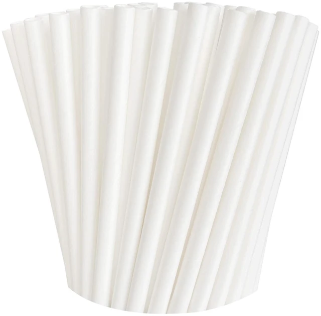 Main image of 100 Pack Paper Straws White Biodegradable co-Friendly Drinking Bulk for Party Supplies, Bridal/Baby Shower, Birthday, Mixed Drinks, Weddings, Restaurant, Food Service, Drink Stirrer