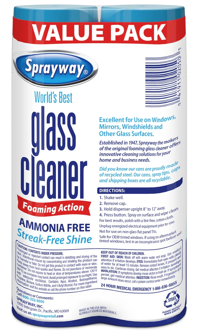Alt view image 7 of 7 - Sprayway Glass Cleaner Foaming Aerosol Spray, 19oz, Pack of 2 | Ammonia-Free, Streakless, Fast-Acting | Cleans & Polishes Glass Surfaces | Fresh Scent, Removes Fingerprints, Dust, Dirt, Smoke Film