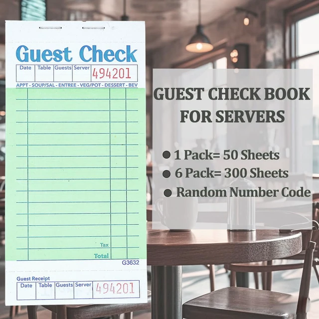 Alt view image 6 of 6 - Budgenix 6 Pack Guest Checks Server Note Pads, 300 Order Pads