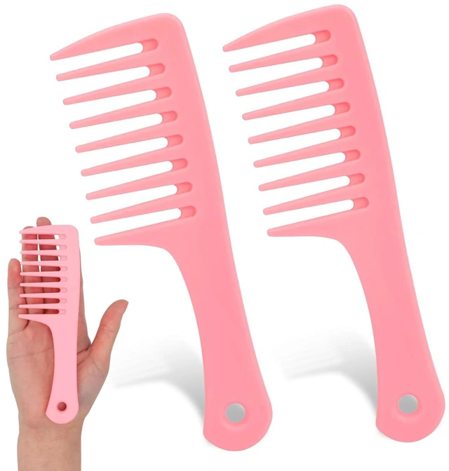 Main image of Mini Wide Tooth and Travel-Size Detangling Combs - 2 Pcs Portable Plastic Combs for Styling Curly, Long, Wet Hair