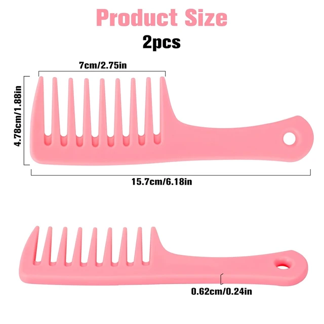 Alt view image 5 of 7 - Mini Wide Tooth and Travel-Size Detangling Combs - 2 Pcs Portable Plastic Combs for Styling Curly, Long, Wet Hair