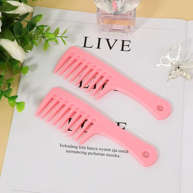 Alt view image 7 of 7 - Mini Wide Tooth and Travel-Size Detangling Combs - 2 Pcs Portable Plastic Combs for Styling Curly, Long, Wet Hair