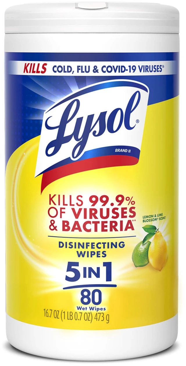 Main image of Lysol Disinfectant Wipes, Multi-Surface Antibacterial Cleaning Wipes, For Disinfecting and Cleaning, Lemon and Lime Blossom, 80 Count (Pack of 1)