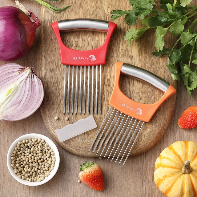 Alt view image 7 of 7 - 2 Pack Onion Holder for Slicing, Tomato Slicer Tool for Easy Cutting