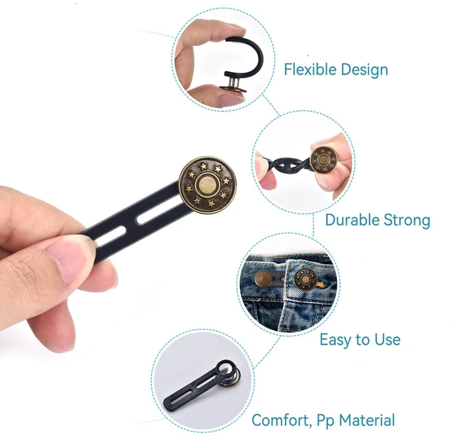 Alt view image 4 of 7 - 16 PCS Button Extenders for Jeans, Waist Adjuster for Pants, Jeans Button Extender, Waistband Extension 1-1.8 Inches, Invisible Extenders Set Fit Casual/Suit Pants, Short Skirts, Maternity
