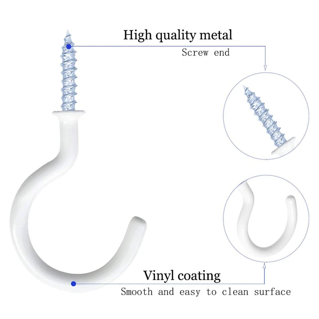 Alt view image 3 of 7 - yuntop 12 Pack Vinyl Coated Ceiling Hooks,Screw-in Mug Hooks