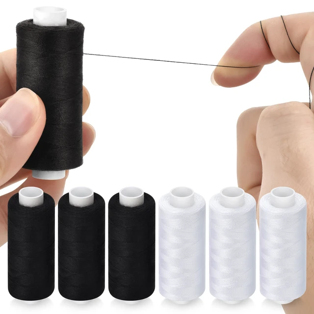 Alt view image 2 of 7 - 6 Pcs Sewing Thread Kit, 400 Yards Each Spool 402 Polyester Thread with Sewing Needle & Threader, Sewing Threads for Sewing Machine, Hand Stitching, Embroidery