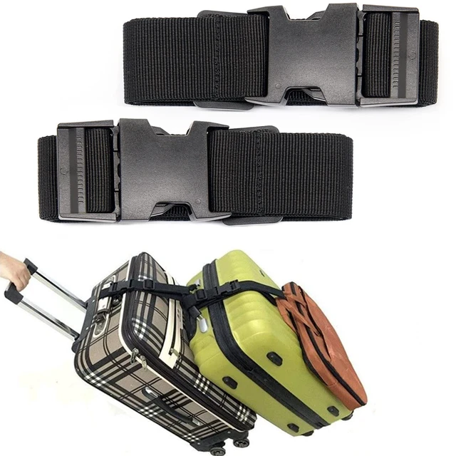Main image of Luggage Straps for Suitcases, Travel Belt Multiple Connector, 2 Pack Black