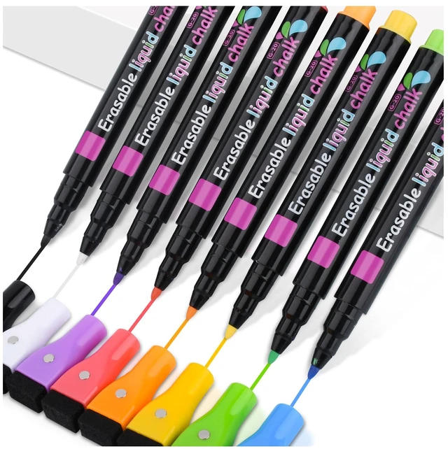 Main image of Magnetic Wet Erase Markers, Liquid Chalk Markers Ultra Fine Tip for Acrylic Calendar, Whiteboard Marker with Erasers Cap for Planning Board, Clear Glass, Low Odor Fine Tip Wet Wipe Pens, 8 Pack