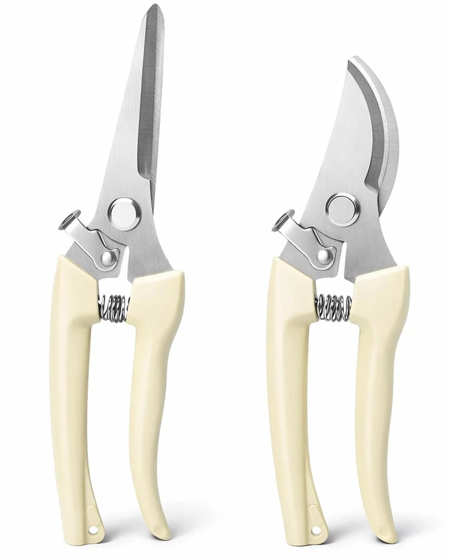 Main image of Pruning Shears,Ahoooot 2Pcs Pruning Shears for Gardening,Professional Garden Shears for Flowers, Bonsai and Fruits Picking (1pc Straight & 1pc Curved)