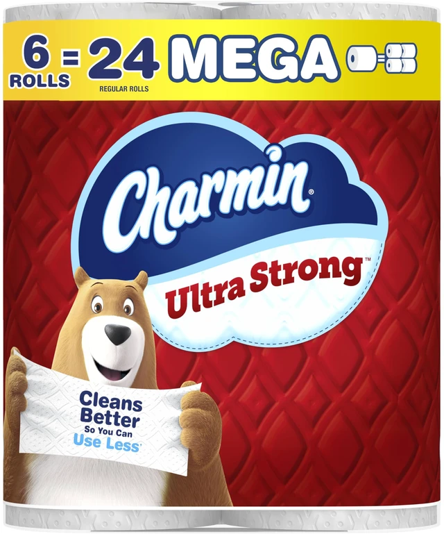 Main image of Charmin Ultra Strong Toilet Paper, 6 Mega = 24 Regular Rolls, 2-Ply, White