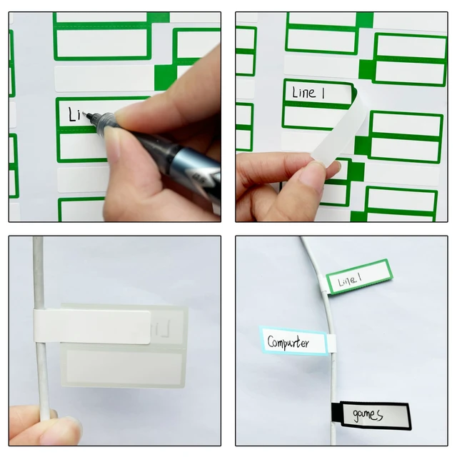 Alt view image 4 of 7 - Cable Labels,300 PCS Waterproof Cable Tags in 10 Colors,Wire Labels for Management,Cord Label Can Write On,Self Adhesive Wire Label Printable for Laser Printer and Handwriting