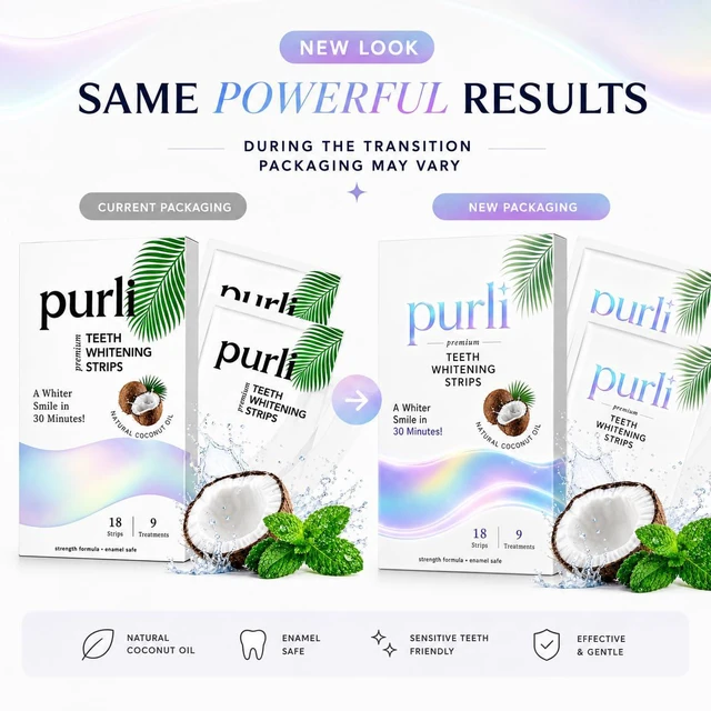 Alt view image 4 of 6 - Professional Teeth Whitening Strips 9-Day Treatment Purli Whitening Strips for Sensitive People, Natural Coconut Oil, Professional Effects, Gum & Enamel Safe, Dry Strip