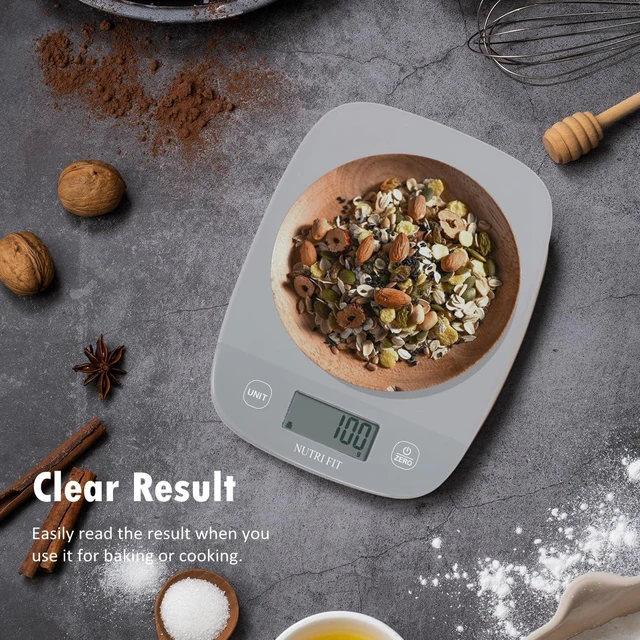 Alt view image 3 of 6 - NUTRI FIT 11lb Food Scale Kitchen Scales Digital Weight Grams & Ounces Grey