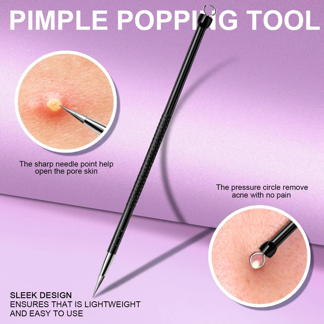 Alt view image 5 of 7 - Teenitor Pimple Extractor Tool Comedone Extractor Acne Tool Blackhead Removal Tool 2-in-1 Pimple Popper Tool for Face and Nose Black