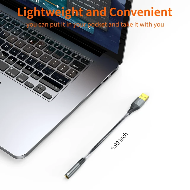Alt view image 6 of 7 - JXMOX USB to 3.5mm Audio Adapter (2-Pack) - USB-A to 3.5mm TRRS 4-Pole Female External Stereo Sound Card for Headphones, Mac, PS4, PS5, PC, Laptops, Desktops