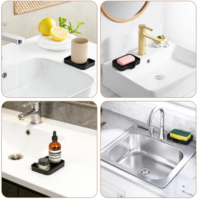 Alt view image 2 of 7 - 2-Pack Self-Draining Silicone Soap Dish - Anti-Slip Bar Soap Holder for Shower, Bathroom & Kitchen