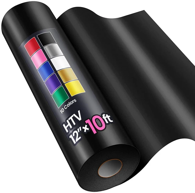 Main image of Sooez 12" x 10ft Heat Transfer Vinyl HTV Rolls, Iron on Vinyl for T-Shirt
