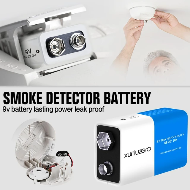 Alt view image 3 of 6 - 9V Batteries 6F22 Square Battery (4 Pack) for Smoke Detector Alarm System, Wireless doorbell, Electronics Long-Lasting