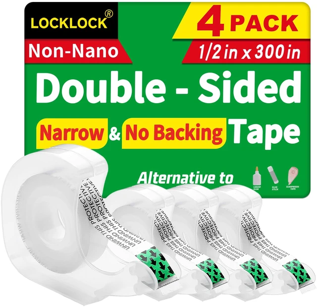 Main image of Double Sided Tape, Light Duty Permanent Tape with Dispenser, Narrow Width, Translucent, 4 Pack, 1/2 x 300 inches, Double Stick Tape for Crafts, Arts Projects, Gifts Wrapping, Office School Supplies.