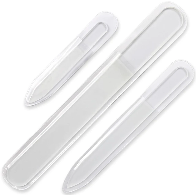 Main image of Professional 3-Piece Czech Glass Nail File Set - Handmade, Tempered Glass Files - Double-Sided, Washable, Etched for Natural Nails, Ideal Present Set