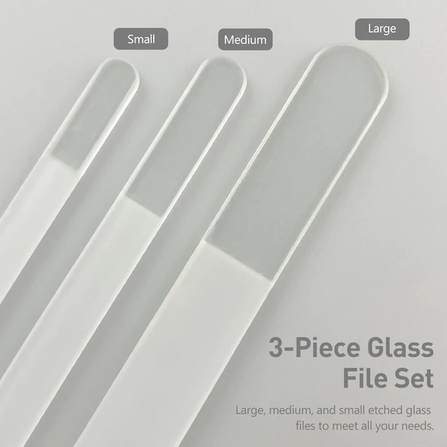 Alt view image 4 of 7 - Professional 3-Piece Czech Glass Nail File Set - Handmade, Tempered Glass Files - Double-Sided, Washable, Etched for Natural Nails, Ideal Present Set