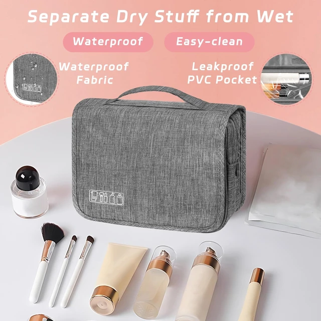 Alt view image 4 of 6 - Toiletry Bag Travel Bag with Hanging Hook, Waterproof Shower Bathroom Hanging Toiletry Bag for Men Women,Small Multifunctional Makeup Cosmetic Bag,Portable Toiletries Bag Travel Organizer (Grey)