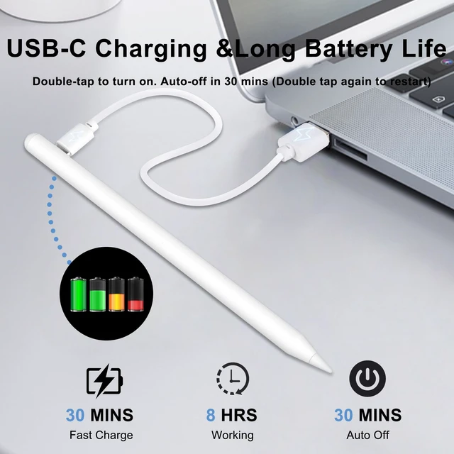 Alt view image 5 of 7 - Stylus Pen for Ipad Pencil (2018-2025) - 2X Fast Charge Compatible with Apple Pencil Pro 13/12.9/11/M4, iPad 11/10/9/8/7/6/th Gen, Air 7/6/5/4/3/M3/M2, Mini7/6/5th, White