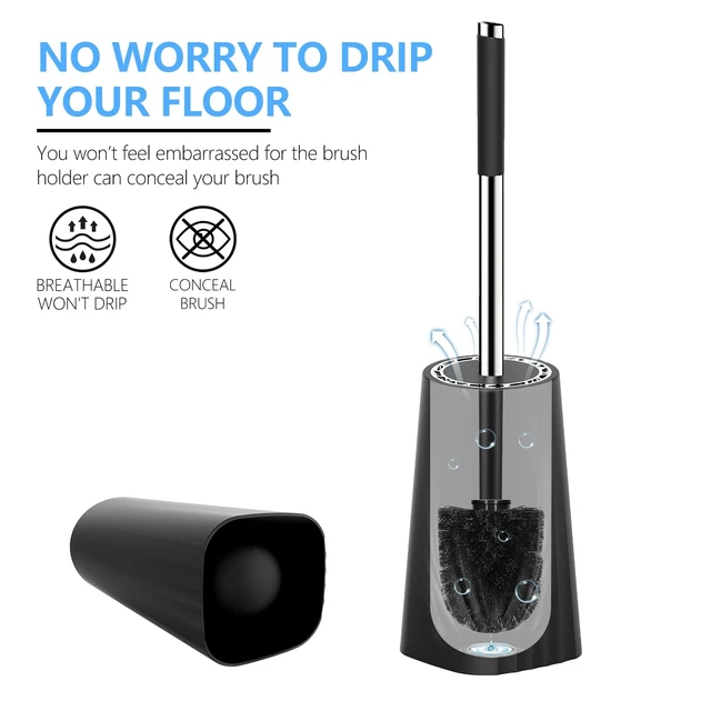 Alt view image 4 of 6 - SetSail Toilet Brush, Compact Size Toilet Bowl Brush and Holder Toilet Brushes for Bathroom with Stainless Steel Handle Toilet Cleaner Brush with Durable Scrubbing Bristles, Splash-Proof
