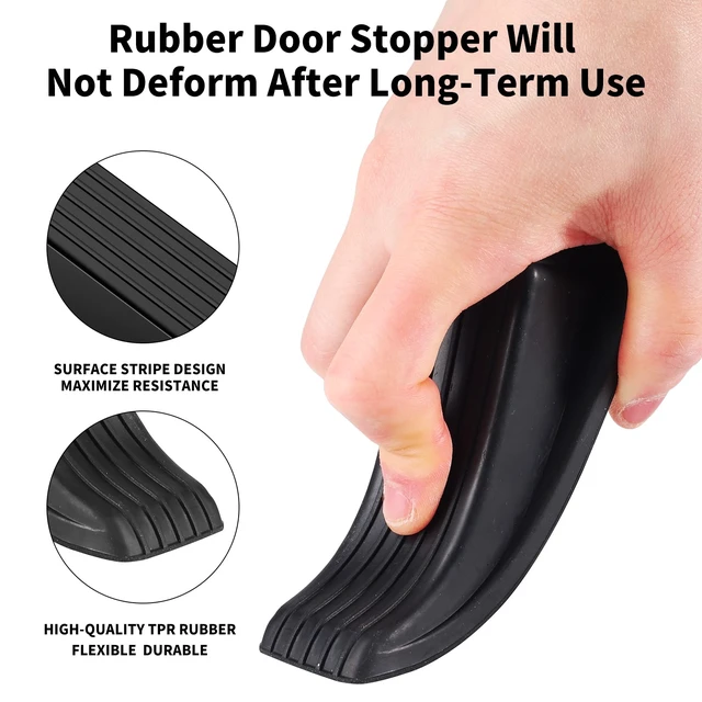 Alt view image 2 of 6 - Door Stoppers, 2 Pack Premium Rubber Door Stoppers for Bottom of Door Security Rubber, Door Stopper Wedge for Carpet Heavy Duty Door