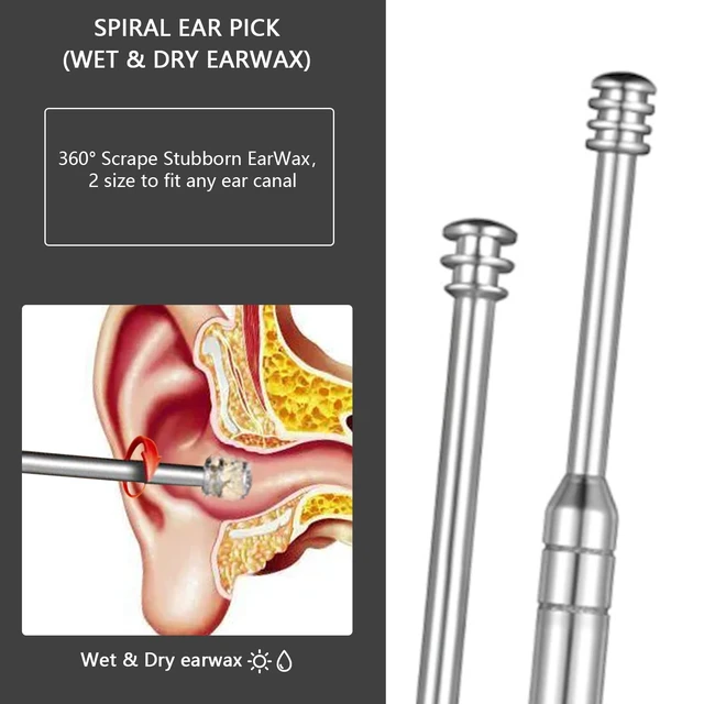 Alt view image 3 of 6 - 8 Pcs Ear Wax Removal Kit,Professional Double-Headed Ear Pick Earwax Removal Tools,316L Stainless Steel Ear Cleaner Curette with Cleaning Brush and Storage Box,Suit for Kid Adult(Silver)