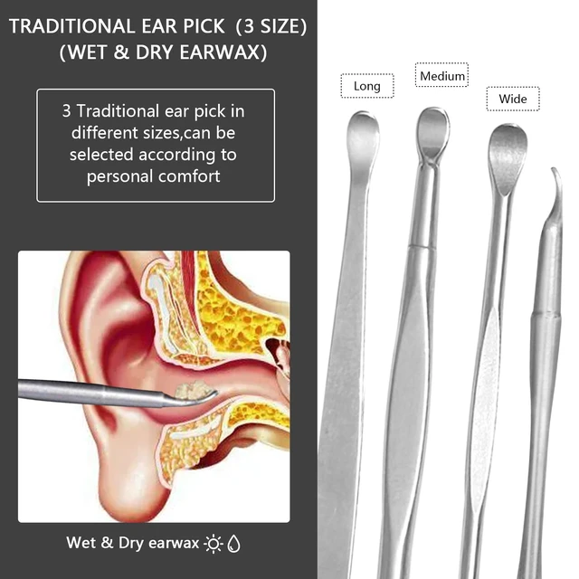 Alt view image 2 of 6 - 8 Pcs Ear Wax Removal Kit,Professional Double-Headed Ear Pick Earwax Removal Tools,316L Stainless Steel Ear Cleaner Curette with Cleaning Brush and Storage Box,Suit for Kid Adult(Silver)
