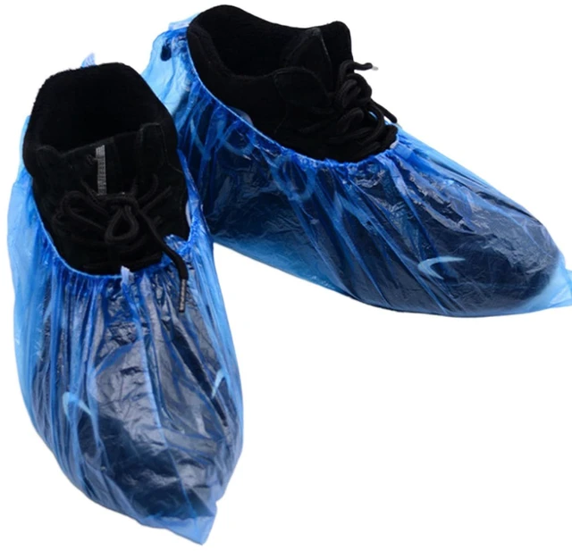 Main image of 100PCS (50Pairs) Disposable Shoe Covers Waterproof Non-Slip Durable Boot Covers for Indoors Cleaning Real Estate Travel Construction Workplaces Plastic Disposable Shoe Covers for Men and Women (Blue)