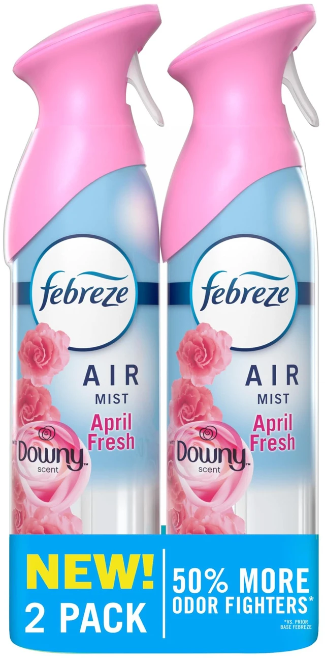 Main image of Febreze Air Mist, Air Freshener Spray, Odor Fighting Room Spray, Deodorizer for Home Bathroom Kitchen Office Apartment Dorm Room Classroom, Downy April Fresh Scent, 8.1oz (Pack of 2)