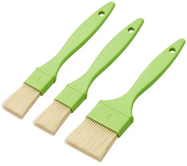 Main image of 3 Pcs Pastry Brush Set, 1/1/2 inch Bristle Basting Brushes for Cooking, Heat Resistant, Kitchen Brush for Oil, BBQ Grill, Butter Sauce, Baking, with Hang Hole Design Green