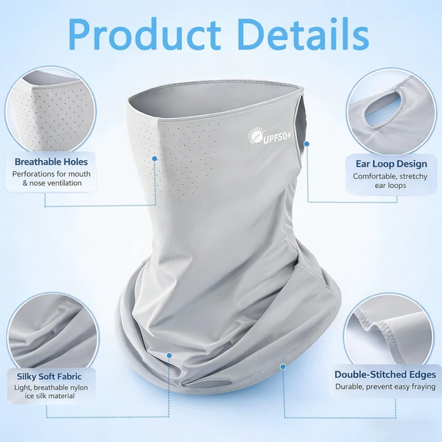 Alt view image 5 of 6 - UV-Sun-Protection-Face-Mask for Women Men Breathable Cooling Summer Outdoor