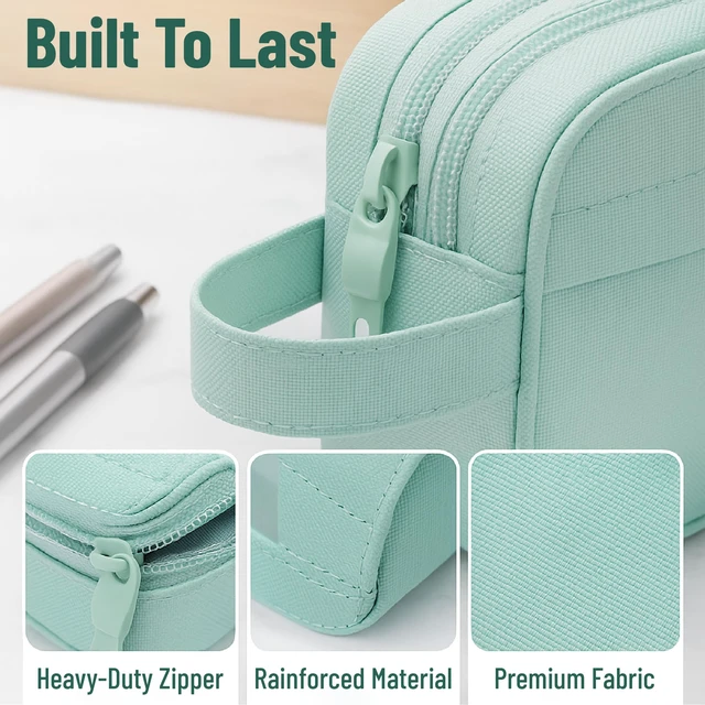 Alt view image 6 of 6 - Mr. Pen- High Capacity Pencil Case, Large Pencil Pouch with 3 Compartments and 2 Pockets, Large Pencil Bag with Smooth Zipper, Cute Pencil Case Pouch Organizer, School Supplies for Teens