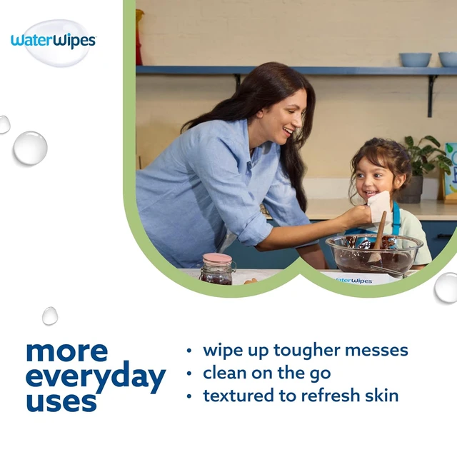 Alt view image 5 of 6 - WaterWipes Sensitive+ Baby & Toddler Wipes, 3-In-1 Cleans, Cares, Protects, 99.9% Water, Textured Clean, Unscented & Hypoallergenic, 60 Count (1 Pack)