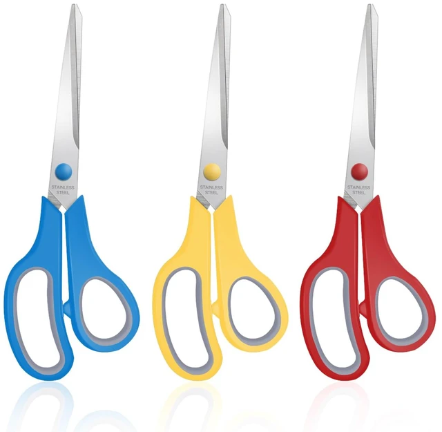 Main image of 3 Packs 8" Sewing Craft Scissors Bulk,Multipurpose Heavy Duty Sharp Paper Scissors,All Purpose Stainless Steel Scissors for Home Office Student Teacher Supplies