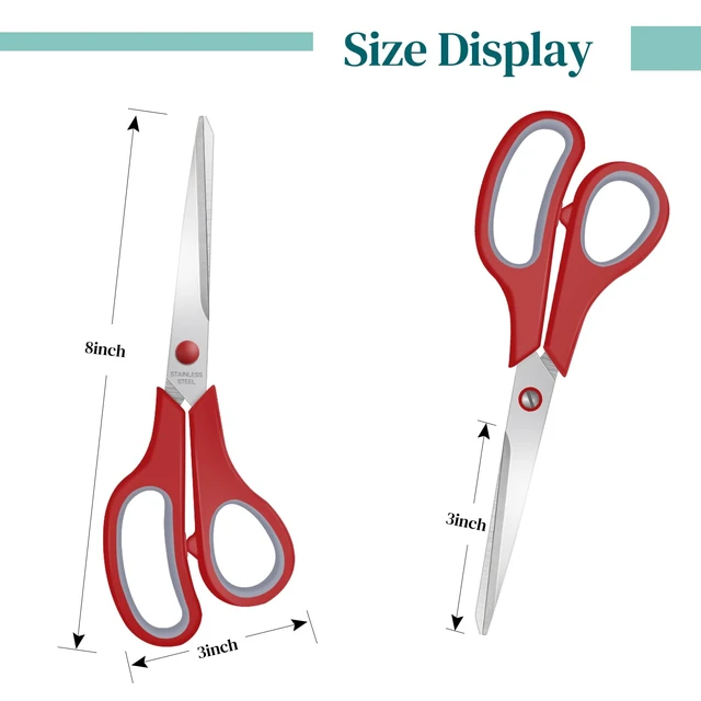 Alt view image 3 of 6 - 3 Packs 8" Sewing Craft Scissors Bulk,Multipurpose Heavy Duty Sharp Paper Scissors,All Purpose Stainless Steel Scissors for Home Office Student Teacher Supplies
