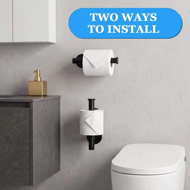 Alt view image 3 of 7 - Toilet Paper Holder, Black Stainless Steel, Self-Adhesive No Drilling