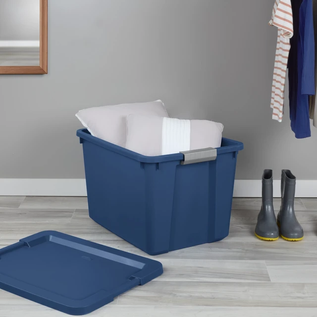 Alt view image 6 of 6 - Sterilite 20 Gallon Large Storage Bin, Plastic Storage Container with Latch Lid, Blue