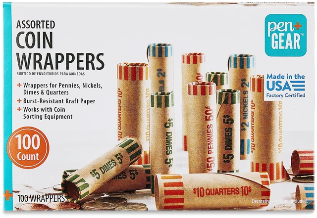 Main image of Pen+Gear Assorted Coin Wrappers, Assorted Colors, 100 Count