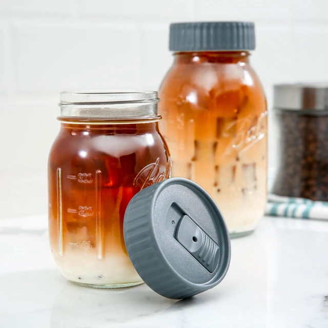 Alt view image 6 of 6 - Mainstays BPA-Free Plastic Mason Jar Lids for Drinking Dishwasher Safe Gray Canning Jar Lids